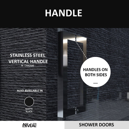 Niveal Essen 60 in. W x 76 in. H Sliding Semi-Frameless Shower Door with Clear Glass