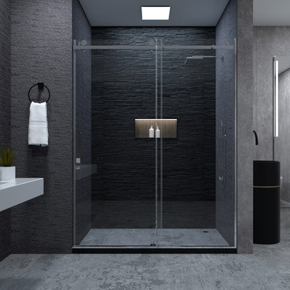Niveal Essen 60 in. W x 76 in. H Sliding Semi-Frameless Shower Door with Clear Glass