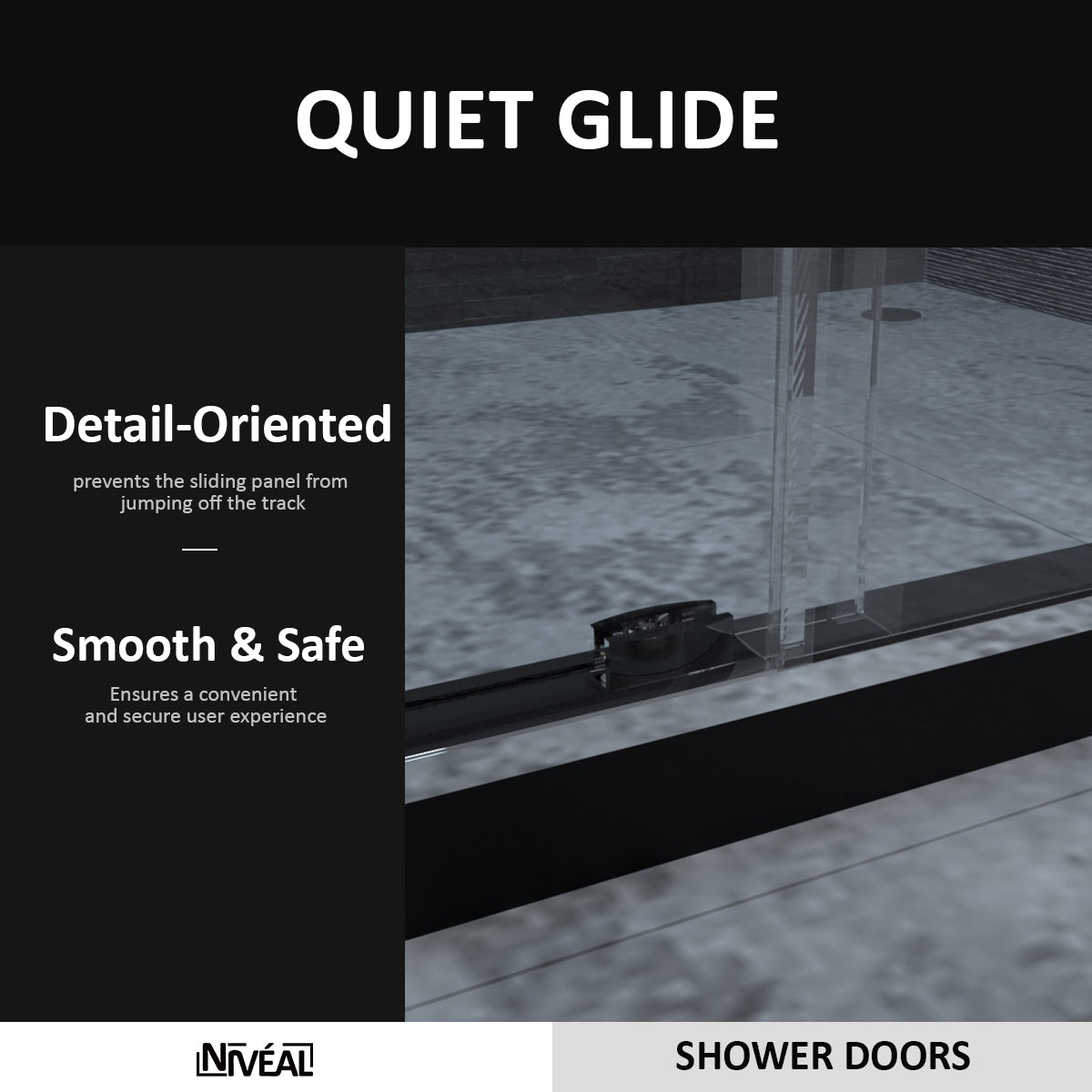 Niveal Essen 60 in. W x 76 in. H Sliding Semi-Frameless Shower Door with Clear Glass