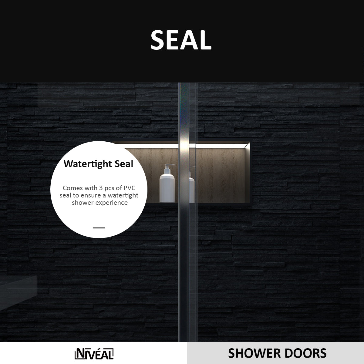 Niveal Essen 60 in. W x 76 in. H Sliding Semi-Frameless Shower Door with Clear Glass