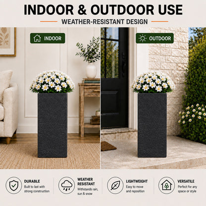 Grevia 10.75 in. Gray Magnesium Oxide Floor Planter for Indoor Outdoor Use