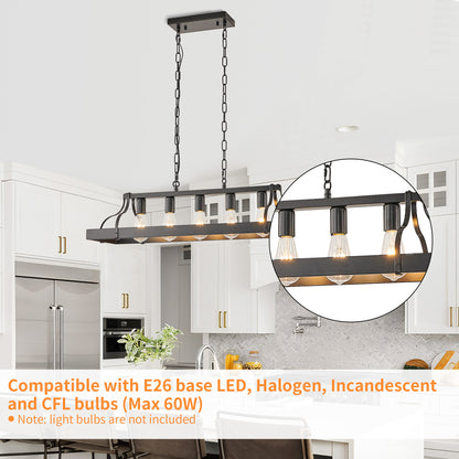 Taimei Olla 34 in. 5-Light Modern Farmhouse Chandelier Light