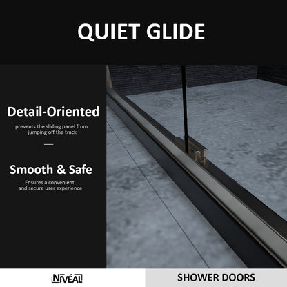Niveal Vale 60 in. W x 72 in. H Sliding Semi-Frameless Shower Door with Clear Glass
