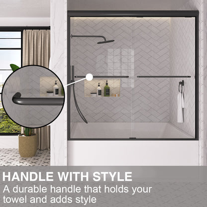 Shine 60 in. W x 56 in. H Semi-Frameless Sliding Tub Door with 1/4 in. Clear Tempered Glass 7_1239d9a8-6aa6-41f9-903f-9ec5004482af
