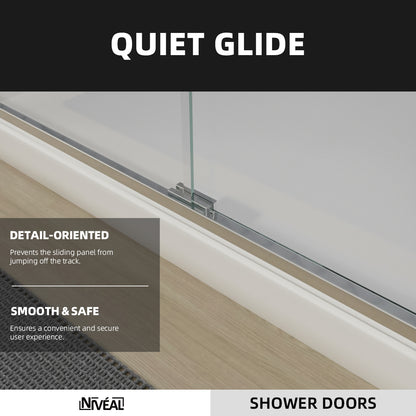 Niveal Bliss 60 in. W x 72 in. H Sliding Semi-Frameless Shower Door with Clear Glass