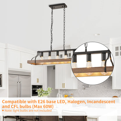 Taimei Xalira 34 in. Industrial Chandelier Light with 5 E26 Bulb Sockets