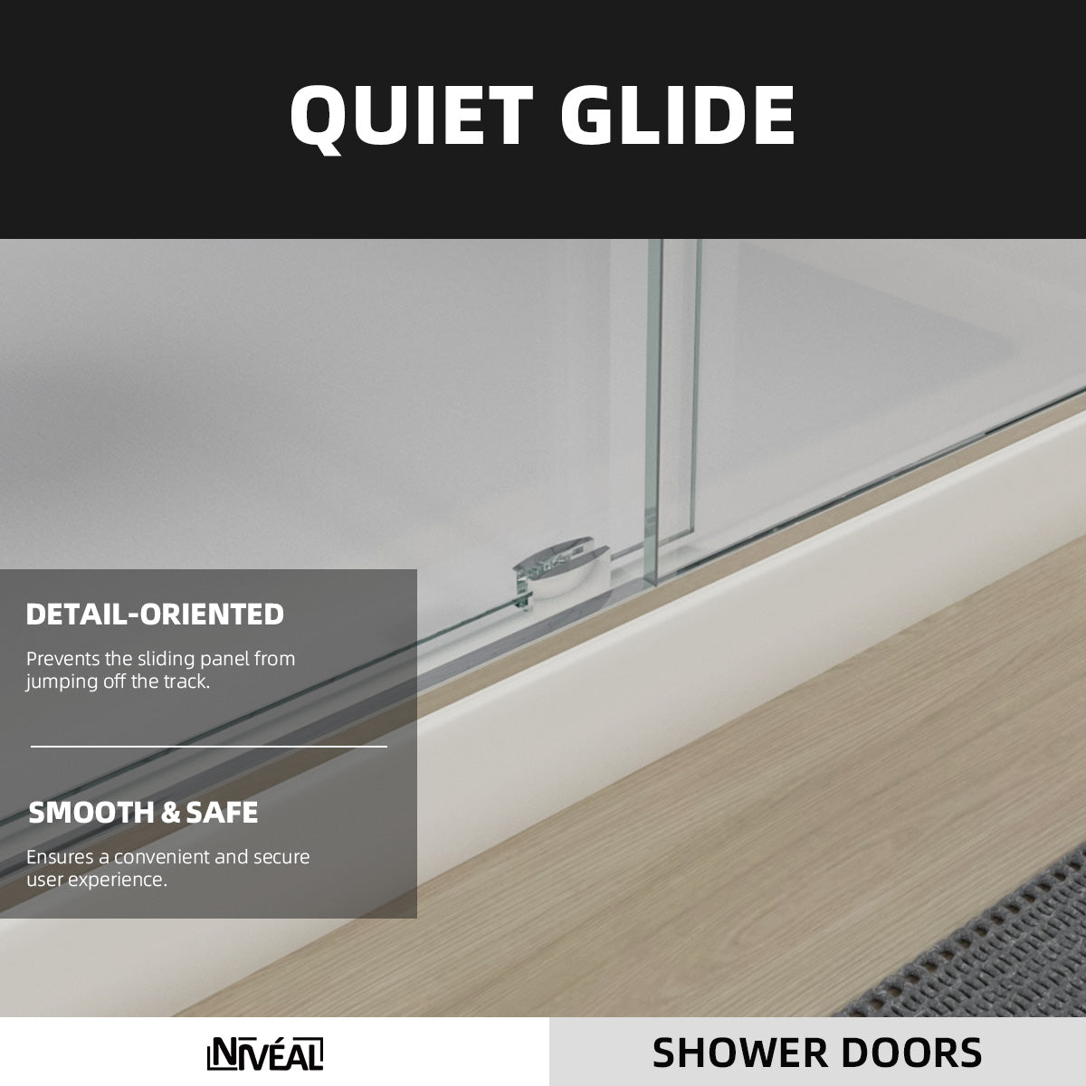 Niveal Vista 60 in. W x 76 in. H Sliding Semi-Frameless Shower Door with Clear Glass