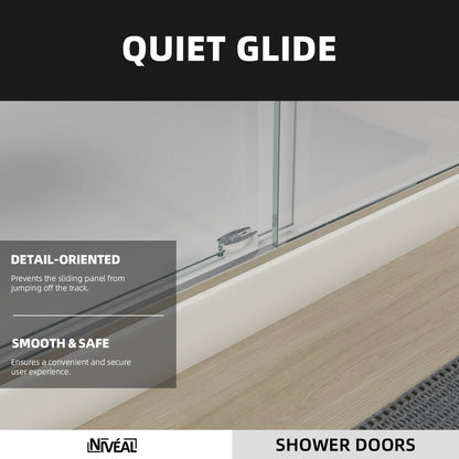 Niveal Vista 60 in. W x 76 in. H Sliding Semi-Frameless Shower Door with Clear Glass