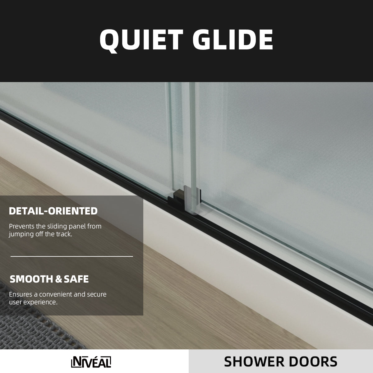 Niveal Koln 60 in. W x 72 in. H Sliding Semi-Frameless Shower Door with Clear Glass 7_32519f65-83a0-4a85-afc9-8d83682e5723