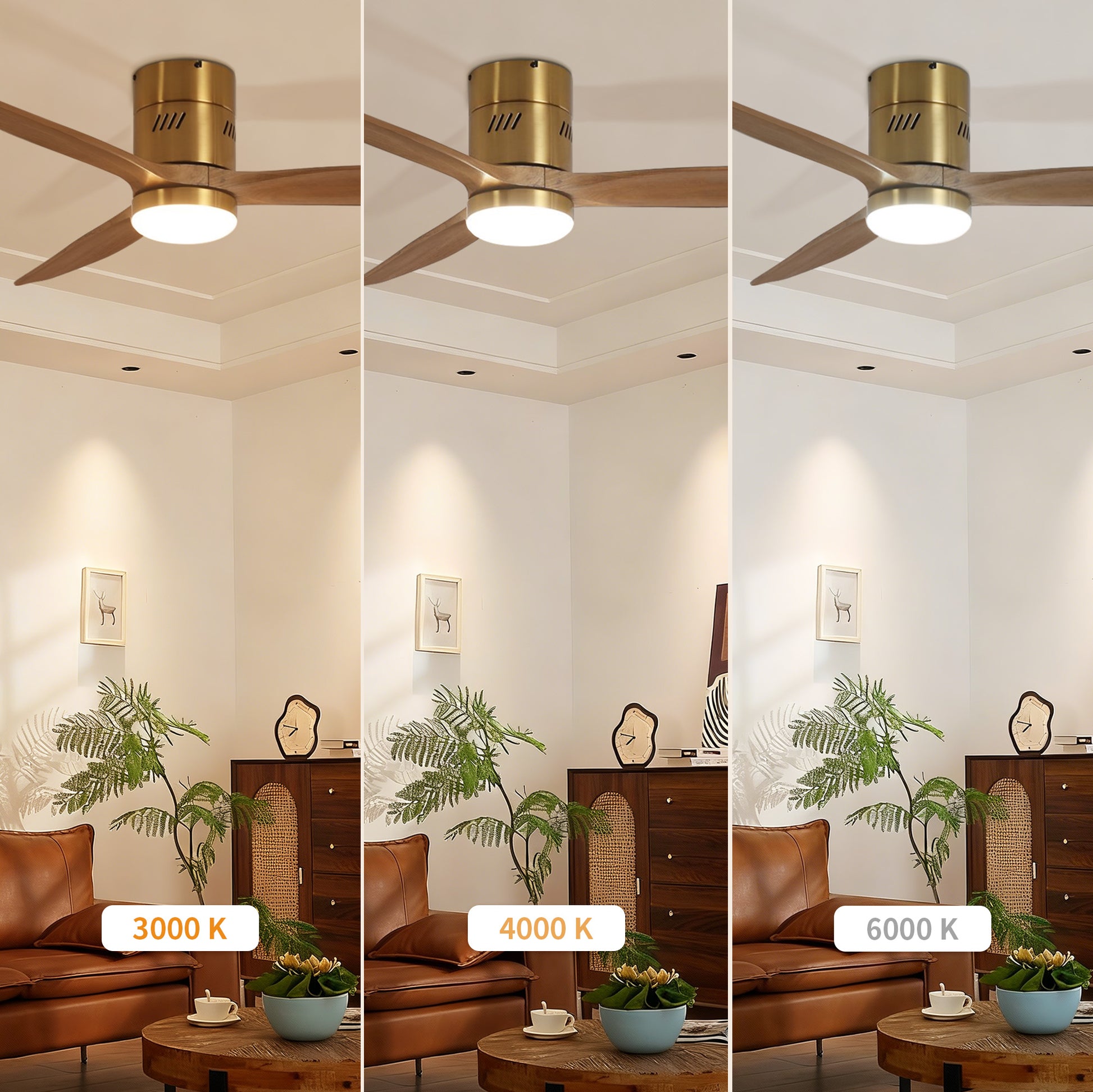 Taimei Ryme 52 in. Flush Mount Ceiling Fan with Light and Remote, DC Motor, Reversible 7_350f3021-061e-491d-9e56-54555e706ac5