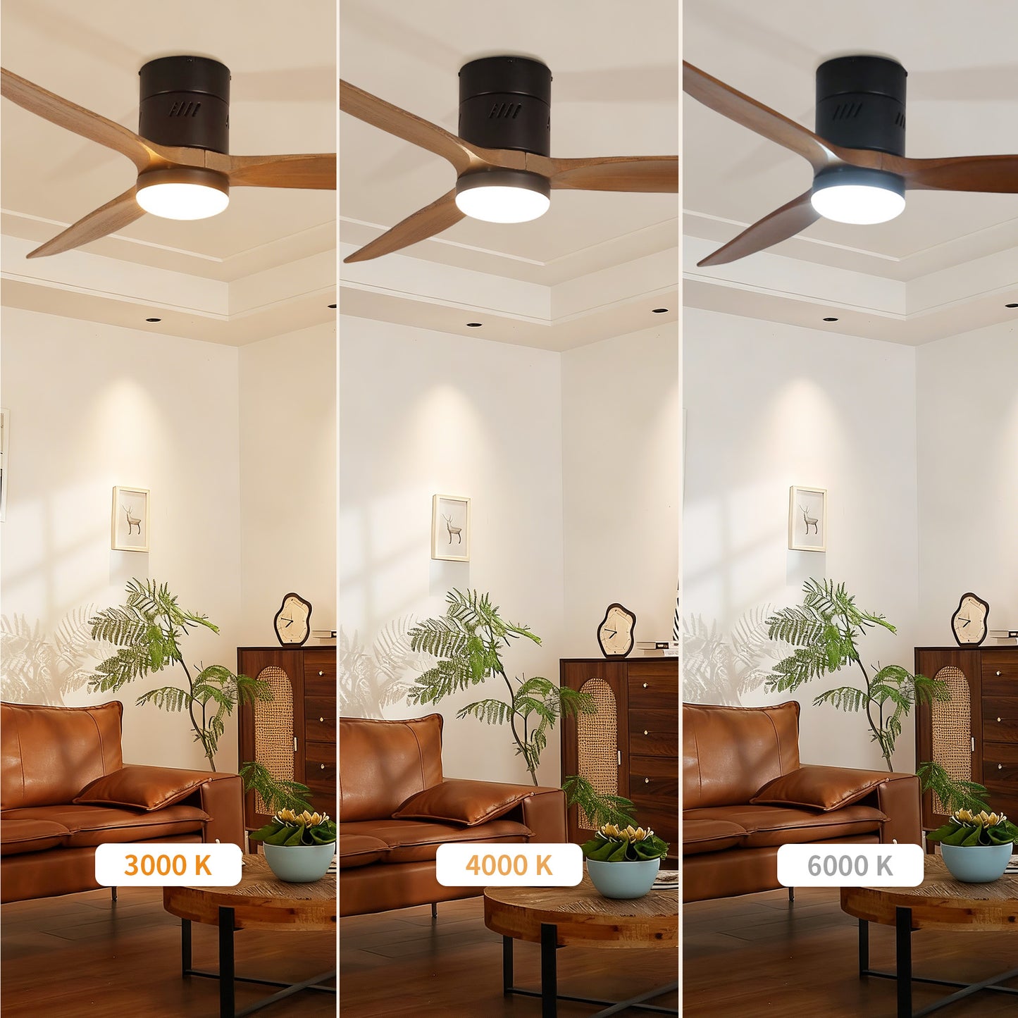 Taimei Ryme 52 in. Flush Mount Ceiling Fan with Light and Remote, DC Motor, Reversible 7_395a4212-d076-49ff-924e-67b8cd85e075