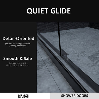 Niveal Vale 60 in. W x 72 in. H Sliding Semi-Frameless Shower Door with Clear Glass