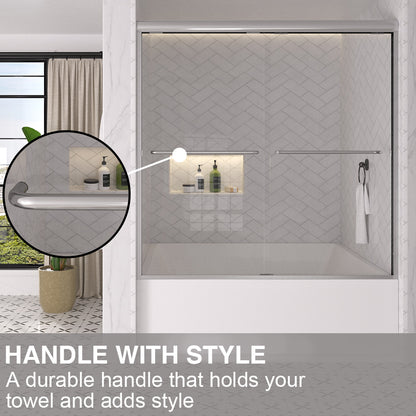 Shine 60 in. W x 56 in. H Semi-Frameless Sliding Tub Door with 1/4 in. Clear Tempered Glass 7_49c49958-097b-473d-9176-64aff51d0146