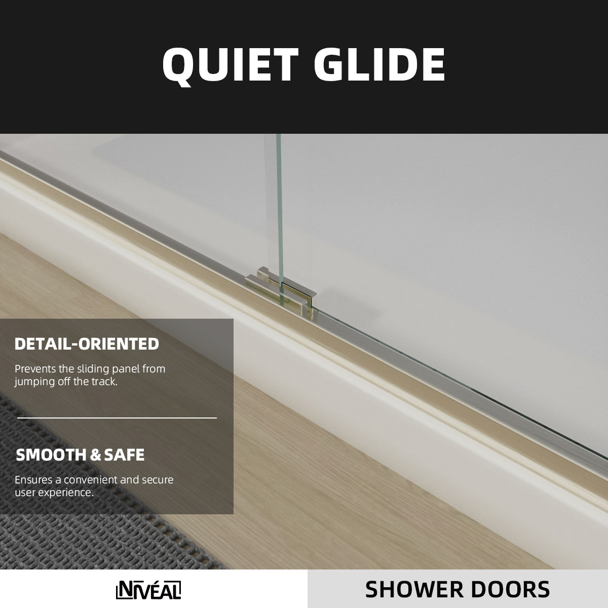 Niveal Bliss 60 in. W x 72 in. H Sliding Semi-Frameless Shower Door with Clear Glass