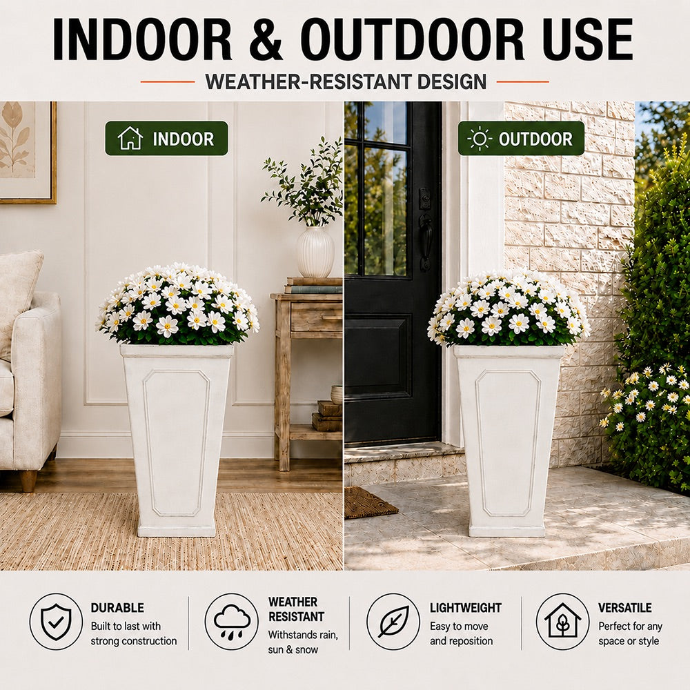 Ellis 16 in. Indoor Outdoor Magnesium Oxide Planter with Drainage Hole Antique White