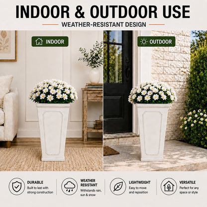 Ellis 16 in. Indoor Outdoor Magnesium Oxide Planter with Drainage Hole Antique White