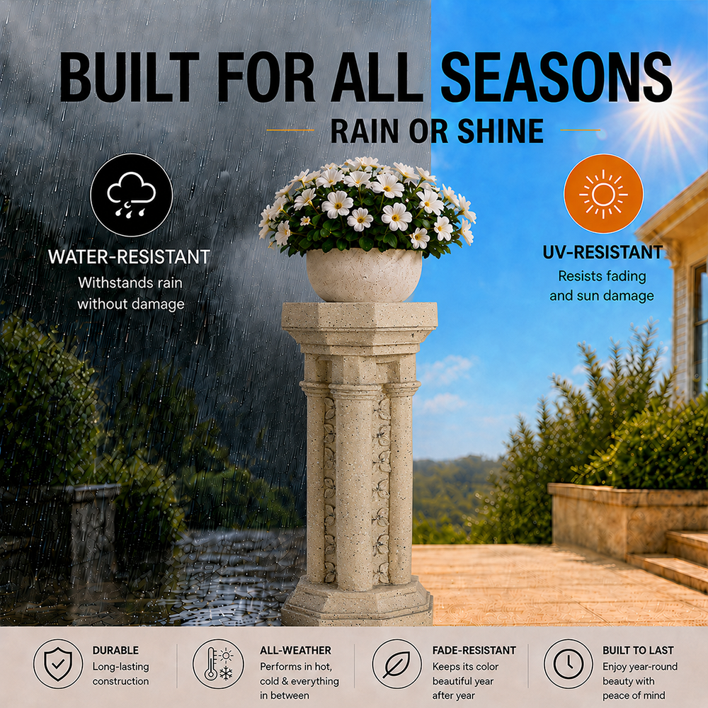 Willow 23.25 in. Tall Sand Magnesium Oxide Pedestal Plant Stand 7_530791e6-b41e-49da-891f-cd4729f25ae9