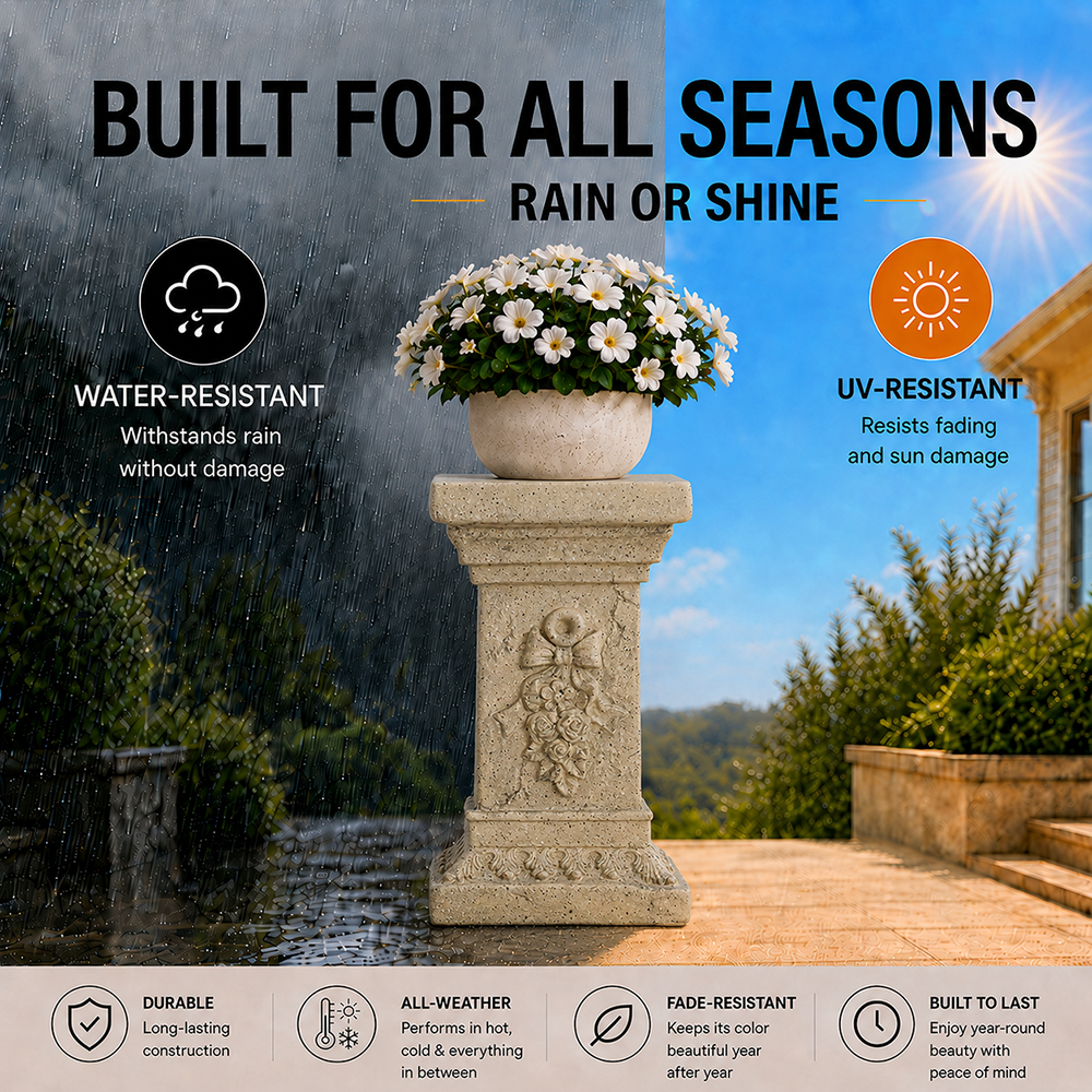 Verda 19 in. Tall Sand Magnesium Oxide Pedestal Plant Stand 7_5384cd15-b6c4-4024-ab5b-794c84341769