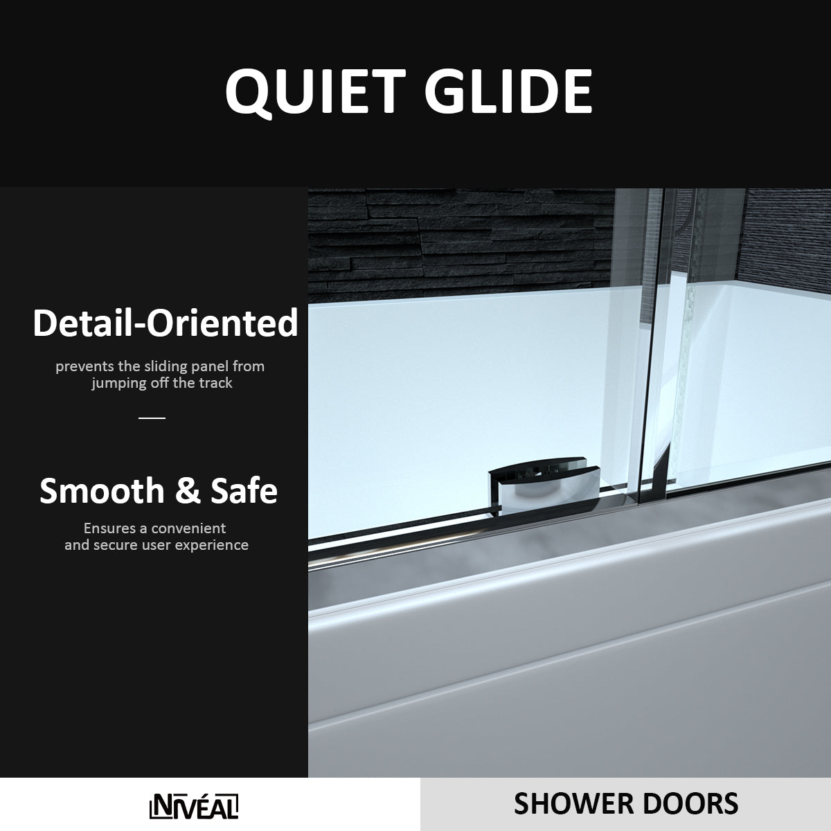 Niveal Essen 60 in. W x 60 in. H Sliding Semi-Frameless Tub Door in Matte Black Finish 7_5a24311b-5a04-46ea-810b-3034194069c2
