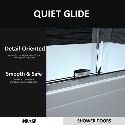 Niveal Essen 60 in. W x 60 in. H Sliding Semi-Frameless Tub Door in Matte Black Finish 7_5a24311b-5a04-46ea-810b-3034194069c2