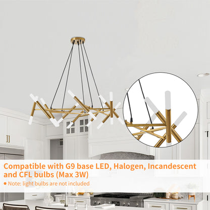 Taimei Cuprum 41 in. 20-Light Iron Modern Chandelier Fixture Branch Design