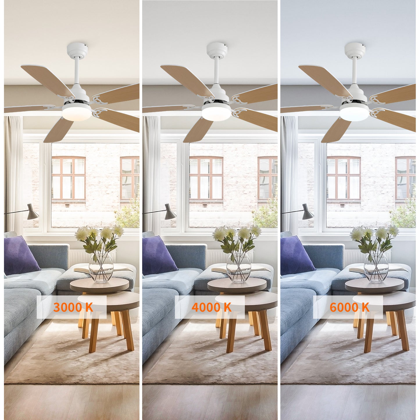 Taimei Cirrus 52 in. White Oak Downrod Standard Ceiling Fan with Integrated LED with Remote Included 5 Two-Tone Blades DC Motor 7_5eea4888-e113-4fd9-9d25-e0d25d30bd05