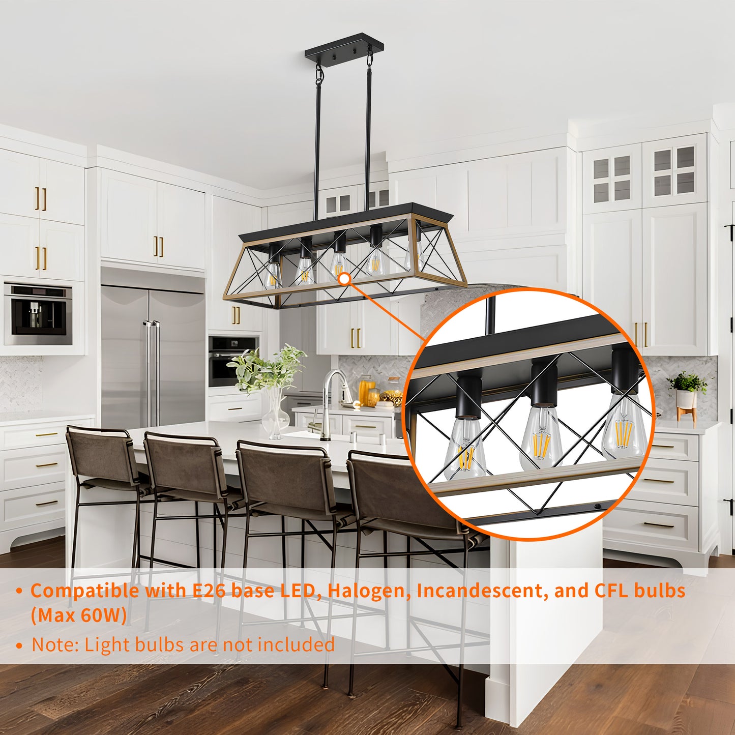 Taimei Vesper 16 in. 4-Light & Rustica 5-Light Farmhouse Industrial Chandelier Light 7_60076874-8498-4a07-8062-2be24a97136f