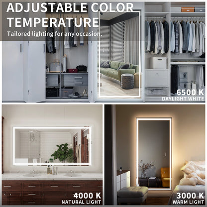 Niveal LMP Series Rectangular Frameless LED Wall Bathroom Vanity Mirror in Silver 7_6477a810-e889-42d9-a280-30dd97762e8c