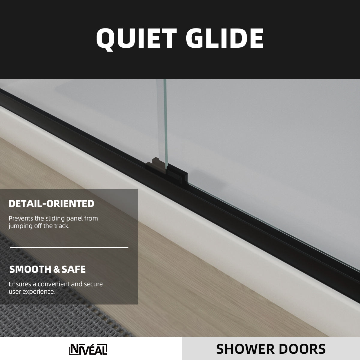 Niveal Bliss 60 in. W x 72 in. H Sliding Semi-Frameless Shower Door with Clear Glass