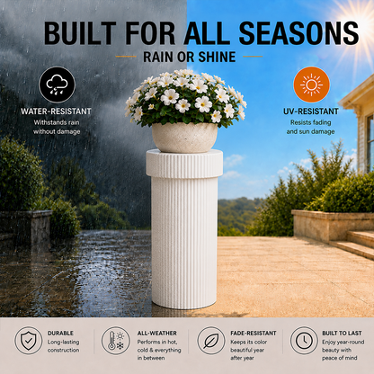 Alora 24 in. Tall White Magnesium Oxide Pedestal Plant Stand