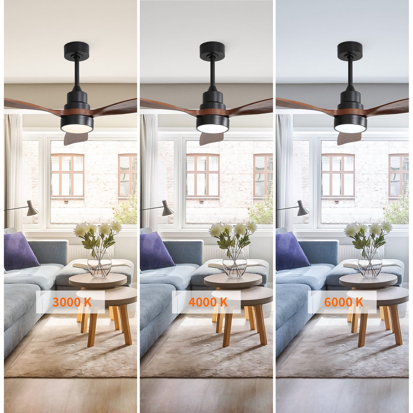 Taimei Auris 48 in. Downrod Standard Ceiling Fan with Integrated LED with Remote Included 3-Reversible Blades