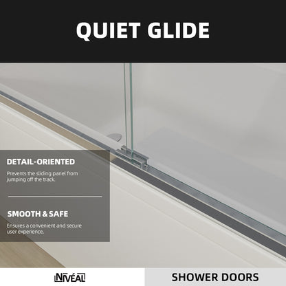 Niveal Bliss 60 in. W x 56 in. H Sliding Semi Frameless Tub Door with Clear Glass 7_6c8349cc-6f9a-43cb-ac73-62711af40574