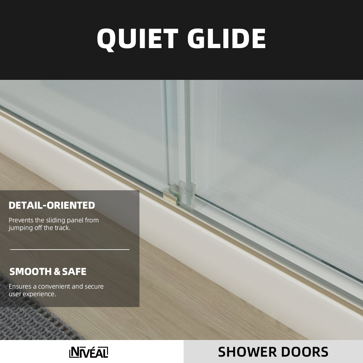 Niveal Koln 60 in. W x 72 in. H Sliding Semi-Frameless Shower Door with Clear Glass 7_790916bf-6a10-425f-9f0a-9d7694068a2a