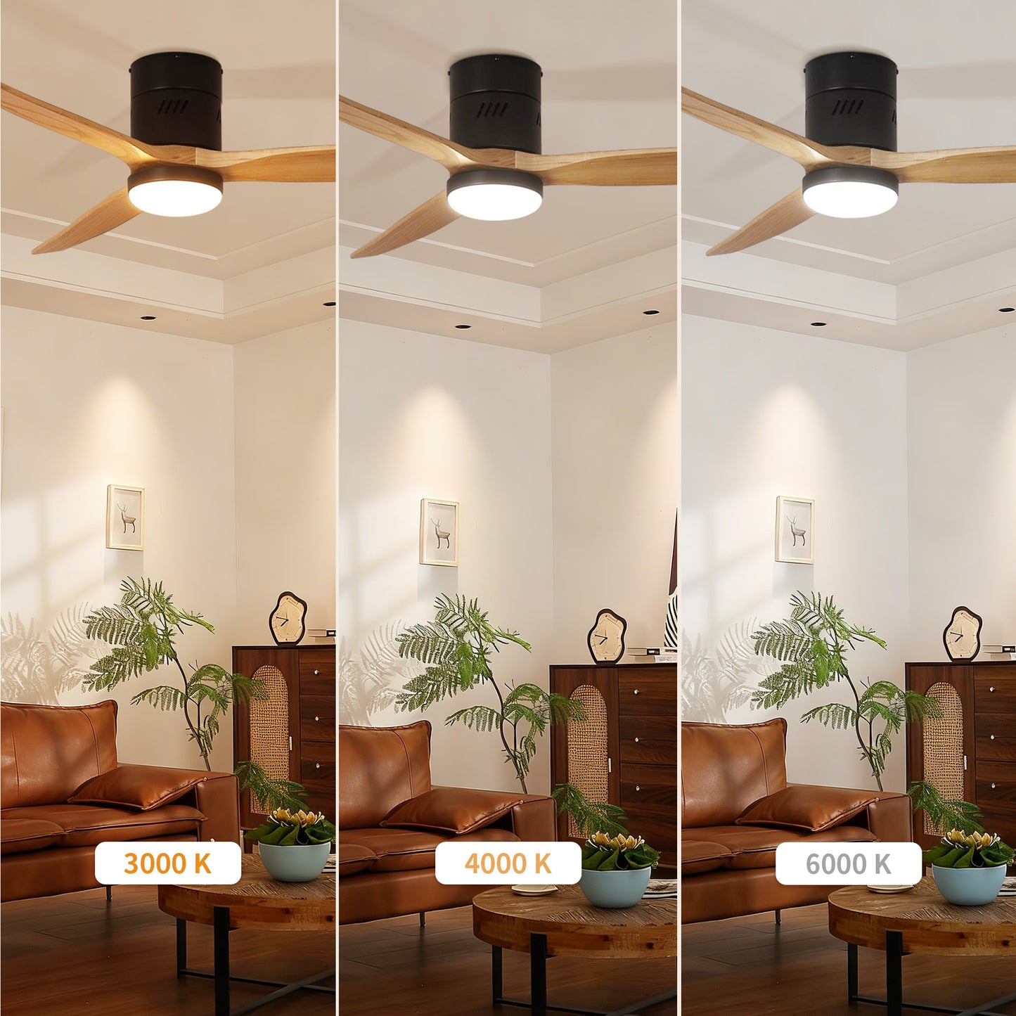 Taimei Ryme 52 in. Flush Mount Ceiling Fan with Light and Remote, DC Motor, Reversible 7_7b090101-20aa-4e0e-93eb-d1d886ce1709