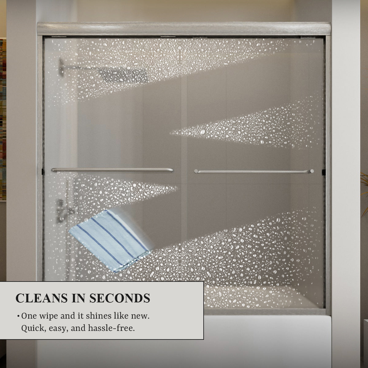 Nivorix Ridge 56 in. W x 60 in. H Sliding Semi-Frameless Tub Door with Clear Glass