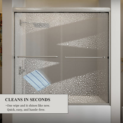 Nivorix Ridge 56 in. W x 60 in. H Sliding Semi-Frameless Tub Door with Clear Glass