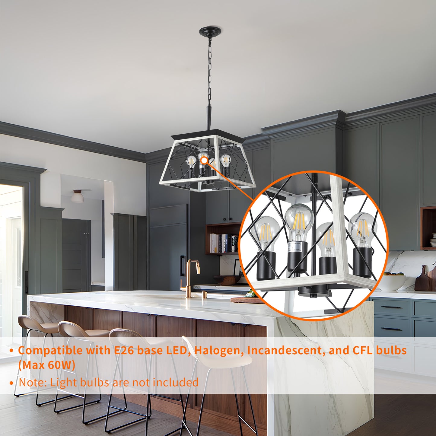 Taimei Vesper 16 in. 4-Light & Rustica 5-Light Farmhouse Industrial Chandelier Light 7_861fa0e5-5f4c-4ceb-8f20-04c6b9028c63