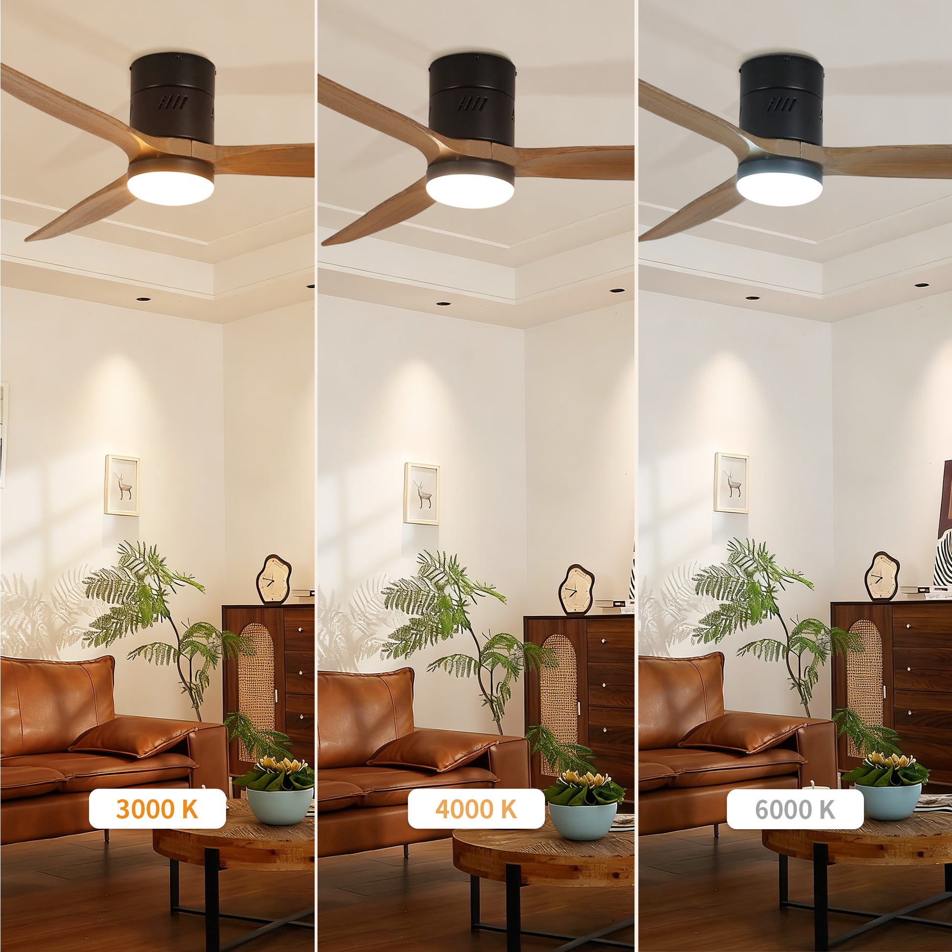 Taimei Ryme 52 in. Flush Mount Ceiling Fan with Light and Remote, DC Motor, Reversible 7_868cafe5-1a84-4e1a-9d56-eaf0e003f4e3
