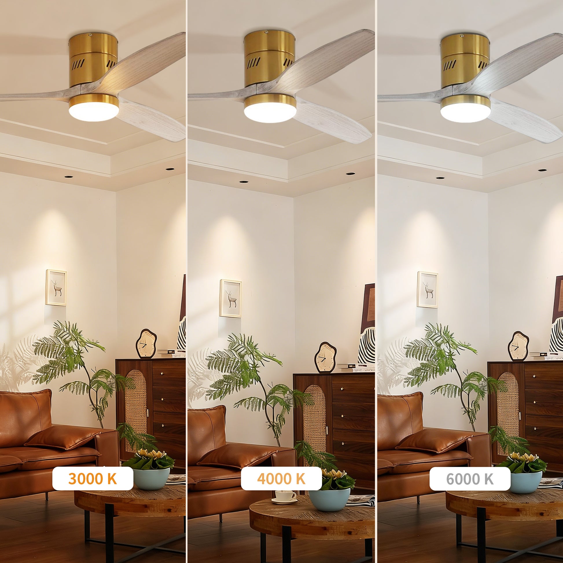 Taimei Ryme 52 in. Flush Mount Ceiling Fan with Light and Remote, DC Motor, Reversible 7_97fd07ea-1b14-4bd1-97d3-0eee267450d2