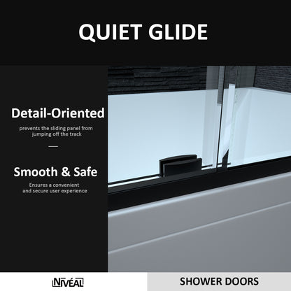 Niveal Essen 60 in. W x 60 in. H Sliding Semi-Frameless Tub Door in Matte Black Finish 7_9b0fe5fd-1cef-4759-be10-dd3619fb2964