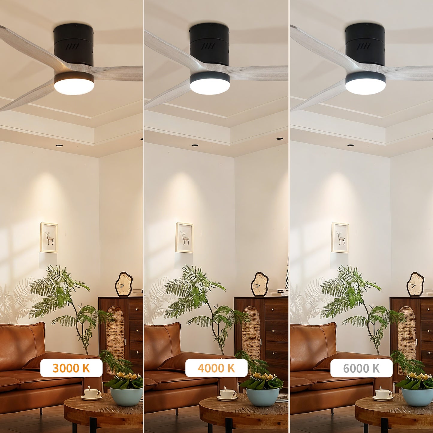 Taimei Ryme 52 in. Flush Mount Ceiling Fan with Light and Remote, DC Motor, Reversible 7_9f30b699-b221-42fe-a2d3-e51378c5fa7d