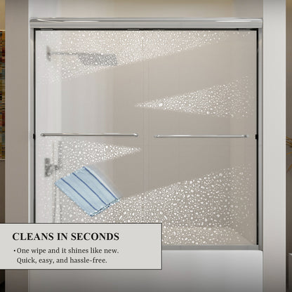 Nivorix Ridge 56 in. W x 60 in. H Sliding Semi-Frameless Tub Door with Clear Glass