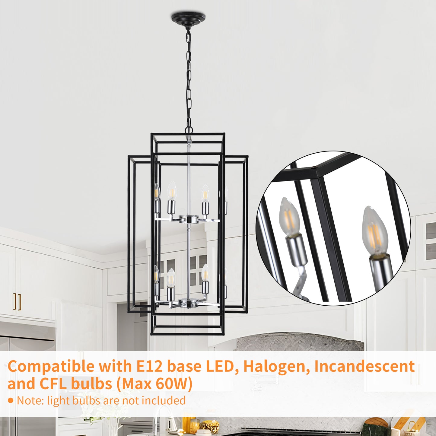 Taimei Astrale 18 in. Modern 8-Light Black Geometric Chandelier