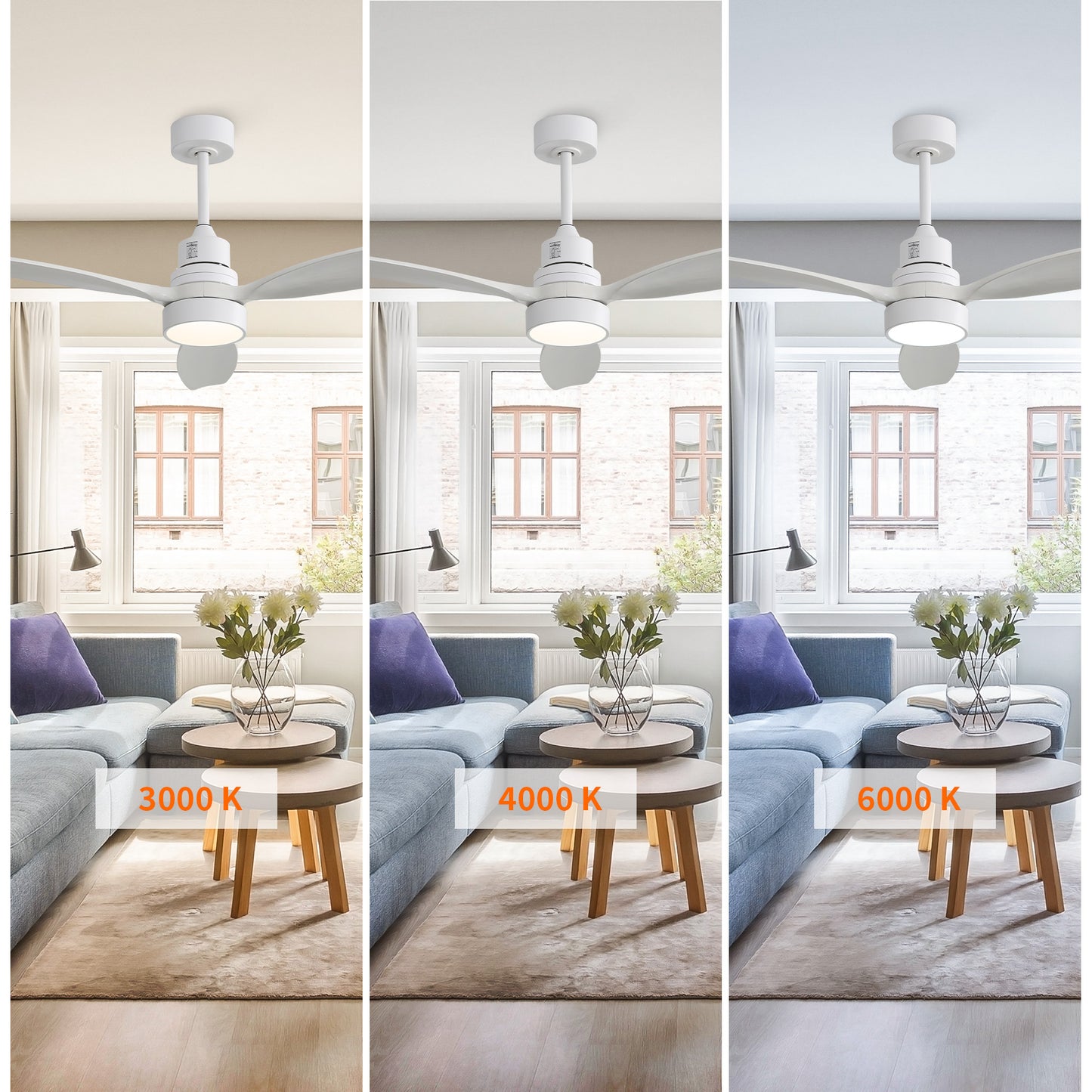 Taimei Selen 52 in. Downrod Standard Ceiling Fan with Integrated LED with Remote Included 3-Blade Reversible