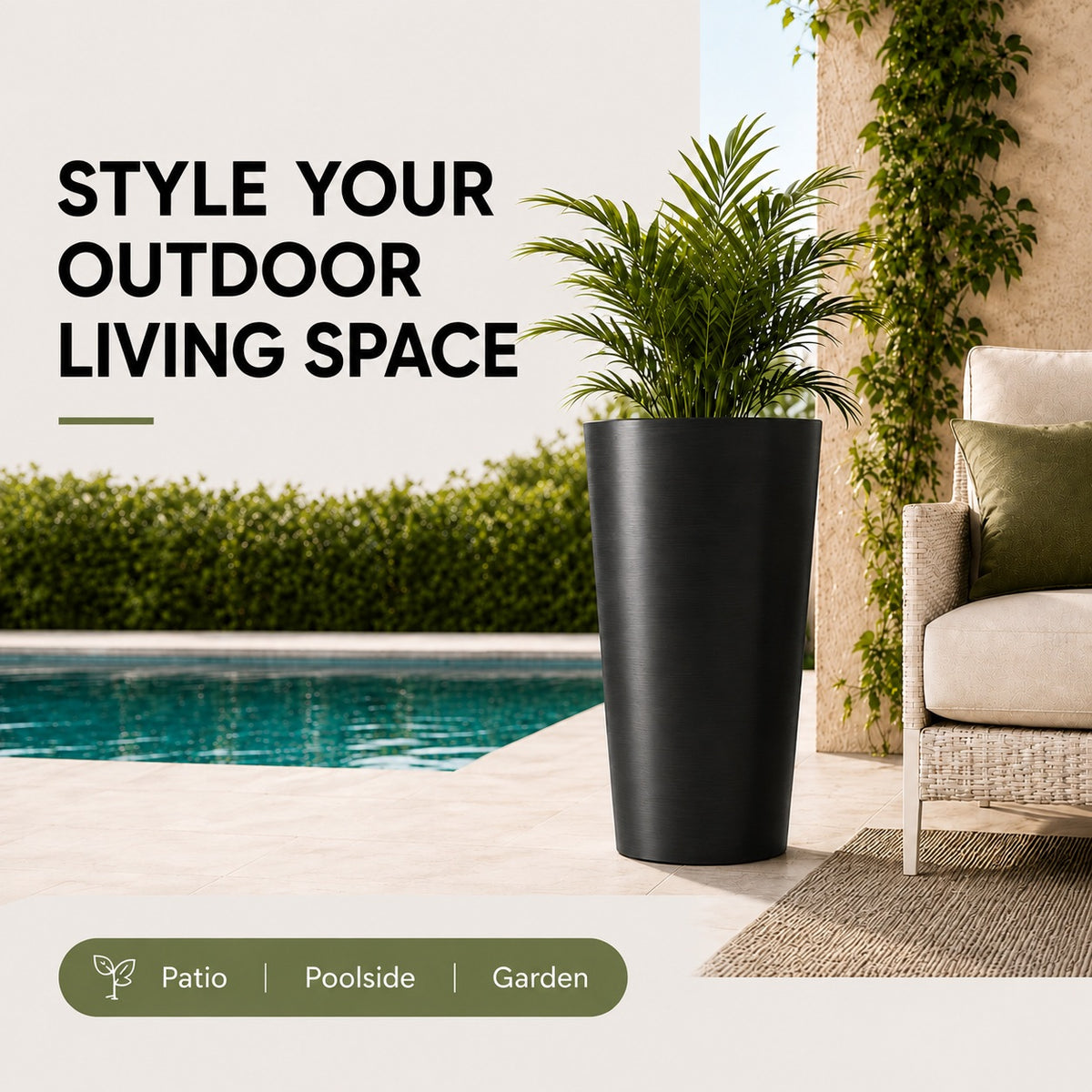 Elvora 21.7 in. Round Tapered Planter (2-Pack) for Indoor/Outdoor Use