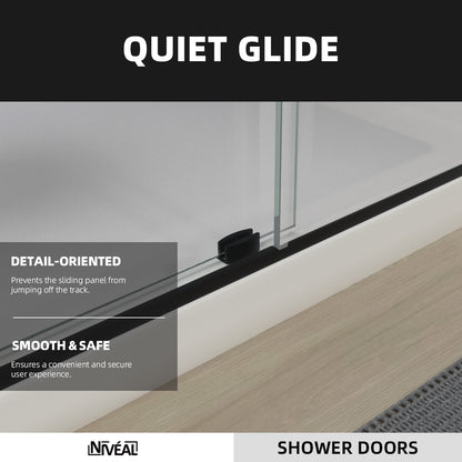 Niveal Vista 60 in. W x 76 in. H Sliding Semi-Frameless Shower Door with Clear Glass