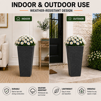 Herbora 15.5 in. Gray Magnesium Oxide Floor Planter for Indoor Outdoor Use
