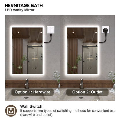 Musci Rectangular Frameless LED Wall Bathroom Vanity Mirror