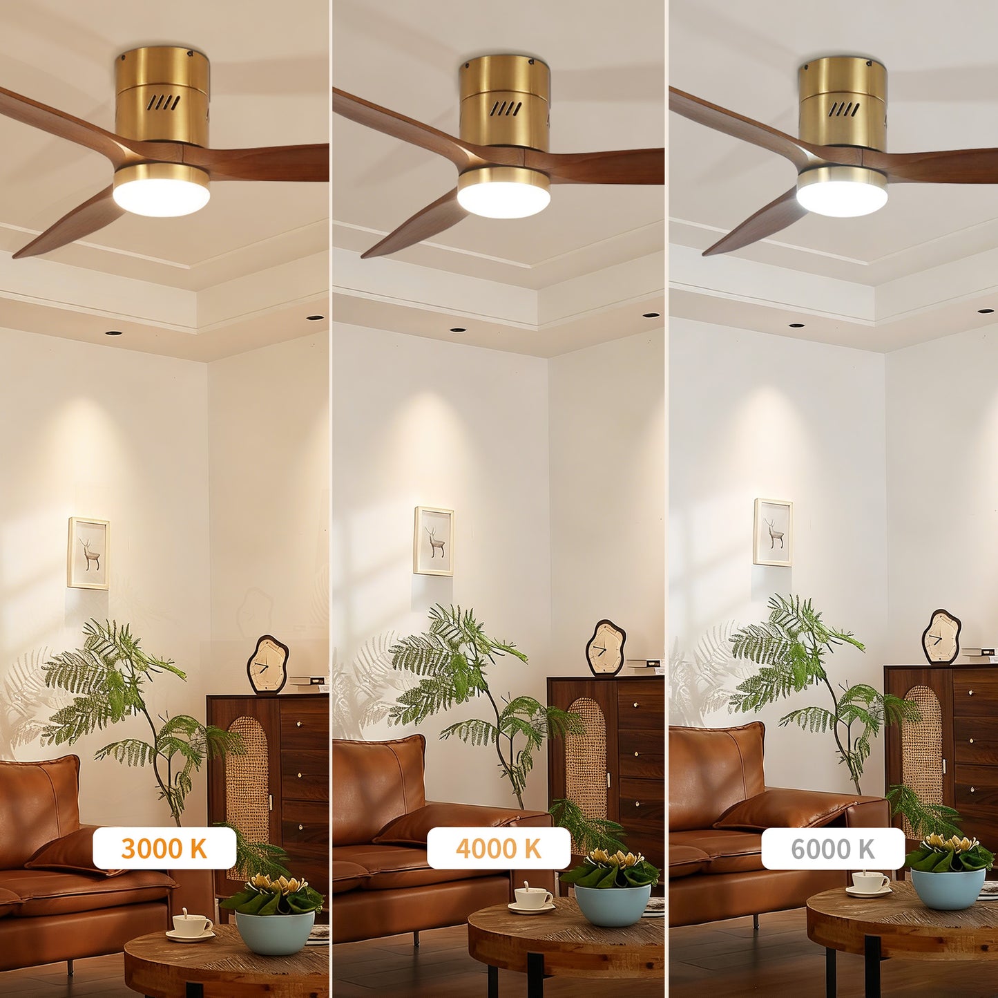Taimei Ryme 52 in. Flush Mount Ceiling Fan with Light and Remote, DC Motor, Reversible 7_d31b9b1a-2d44-4471-9f94-e815586316c3