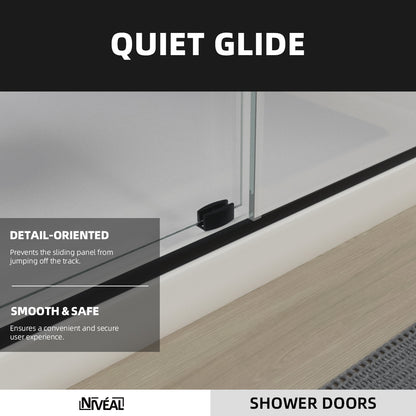 Niveal Luxe 60 in. W x 76 in. H Sliding Semi-Frameless Shower Door with Clear Glass